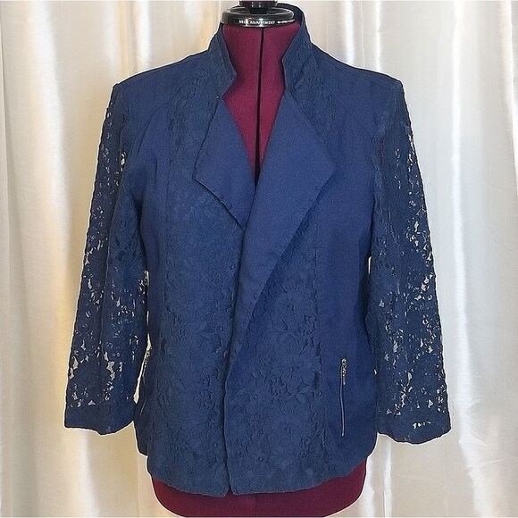 Chico's Blue Lace Moto Jacket - Picture 1 of 6